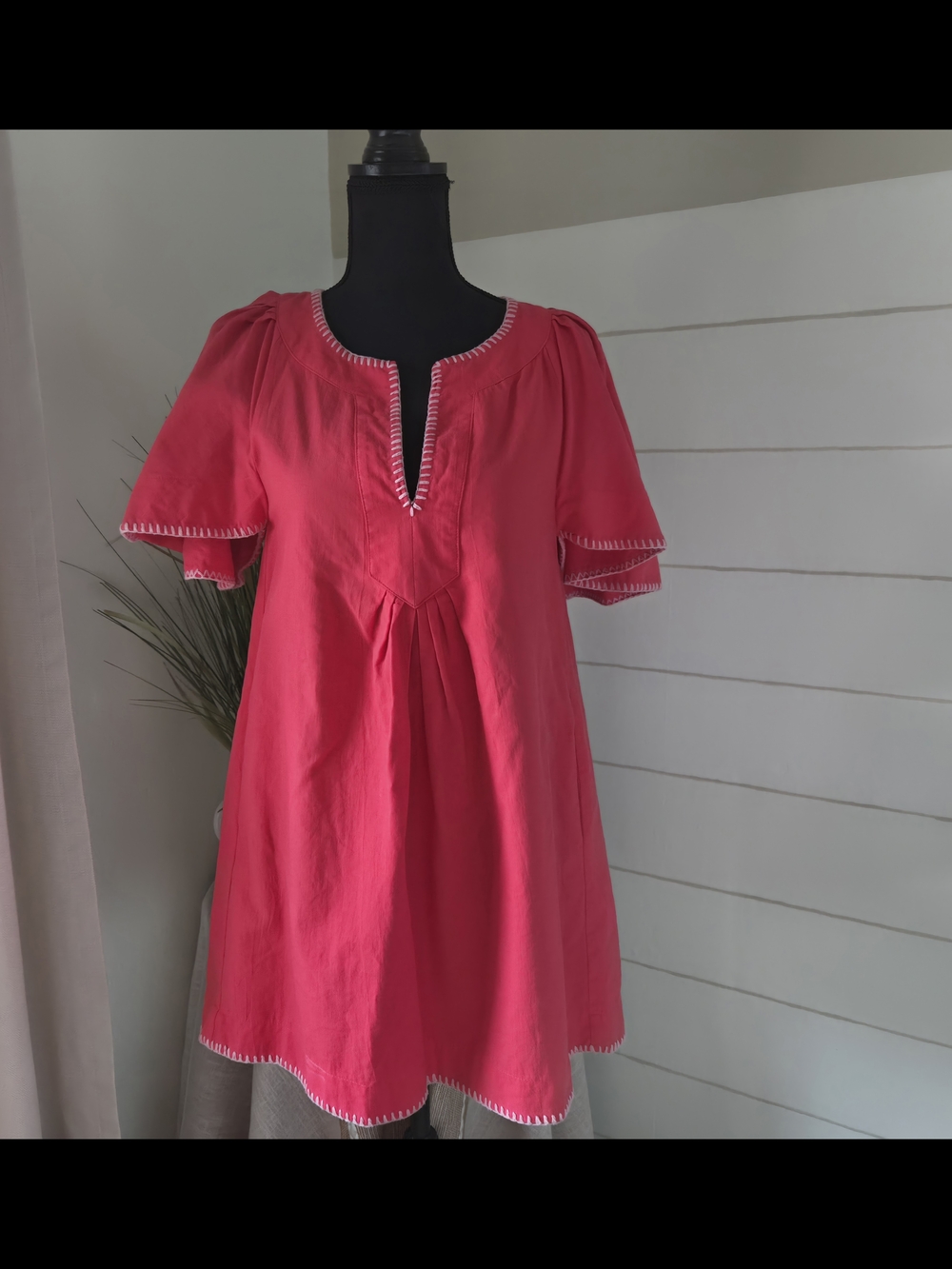 Tuckernuck Pomander Place Preppy Coral Red Whipstitch Finley Flutter  Dress S